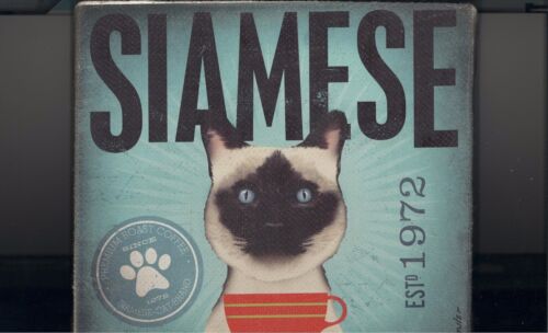 2 chats café wall art toile plaques tabby chat siamois costume maison cuisine cafe 