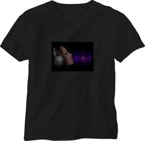SOUND ACTIVATED GIRL MUSIC FLASHING PANEL T-SHIRT PARTY RAVE DISCO COSPLAY M el