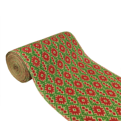 10M x 30cm Hessian Roll Table Runners Jute Fabric Burlap Christmas 4 Patterns