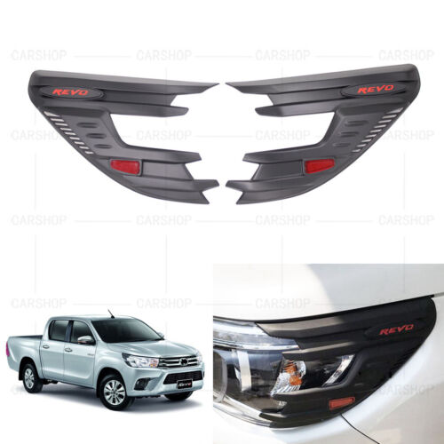 For Toyota Hilux Revo Pickup 15-18 Black ABS Car Front Head Light Lamp Cover 