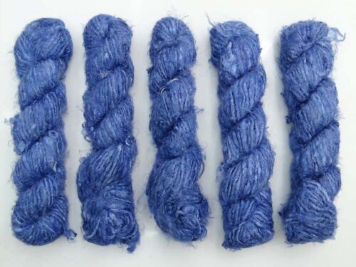 100g/ 1 Skein Recycled Banana Silk Yarn Blue Hand-spun Soft Yarns 