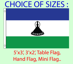 Lesotho Flag Choice of Polyester 5x3/' 3x2/' Hand Flag,Table Flag.Free P/&P