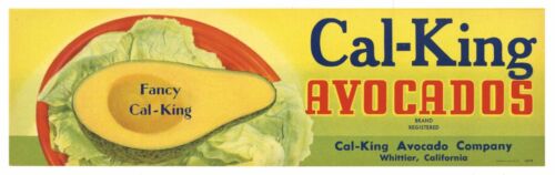 **AN ORIGINAL LABEL** CAL KING Vintage Whittier California Avocado Crate Label