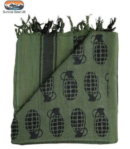 Arab scarf in Army Military Colours with Grenade Pattern Olive Green Shemagh