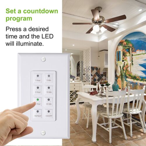 New Century Countdown Digital In-wall Timer 5-15-30-60 mins 2 4 hours for lights 