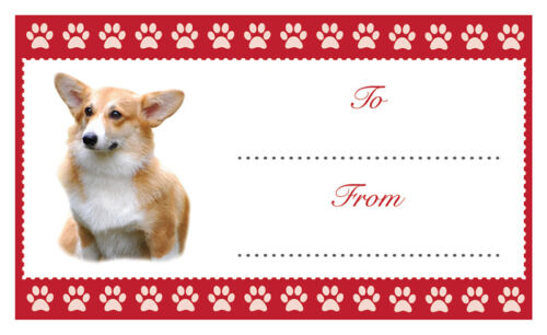 Welsh Corgi Perro Navidad Cumpleaños Regalo Etiquetas Pegatina Perro amante del animal doméstico