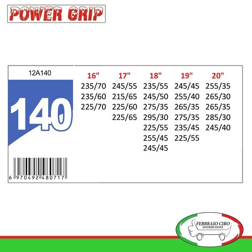 Catene da Neve Power Grip 12mm Omologate Gruppo 140 per pneumatici 245//40r20