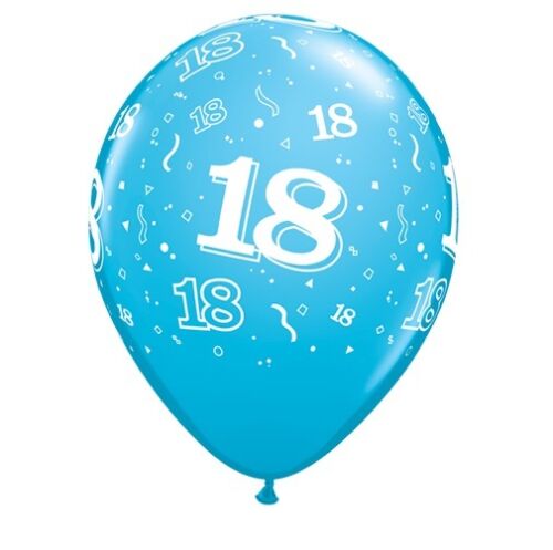 18th Birthday Party Balloons 11/" {Qualatex} Pack of 6 Helium Quality//Age 18