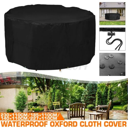 2 Sizes Black Large Round Waterproof Outdoor Garden Patio Set Furniture 