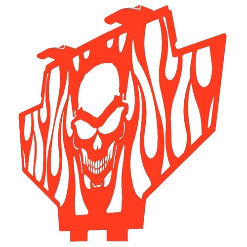Skull Flame Orange Radiator Grill Cover fits 11-14 Polaris RZR 900