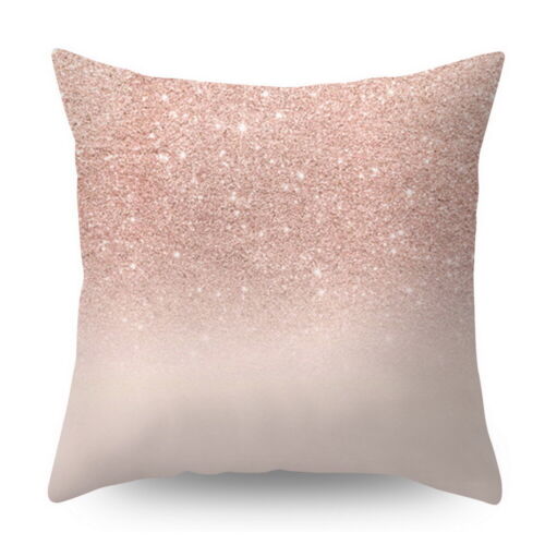 Rose Gold Cushion Cover Pink Grey Geometric Marble Pillow Case Sofa Home Decor~ 