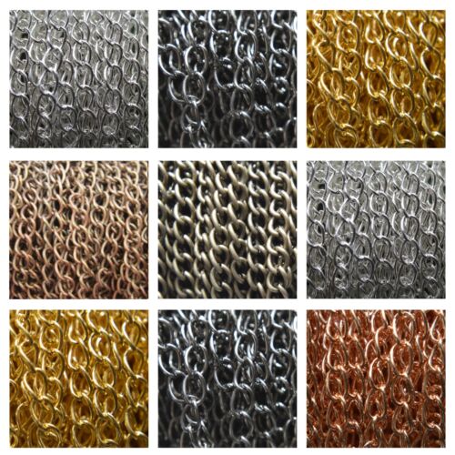 Bronze Gold Fine Metal Curb Jewellery Chain NICKEL FREE 2 Metres Silver Plated