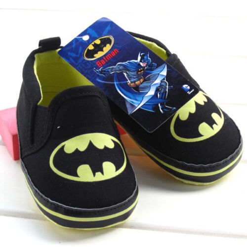 Baby Boy Batman Superman Cars Winnie Canvas Slip-ons Shoes 0-18 mths Size 1/4/5 