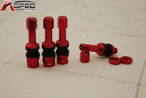 4 X Bolt On Red Aluminum Valve Stems With Dust Caps Set Fits Camry Mazda 6 Civic 