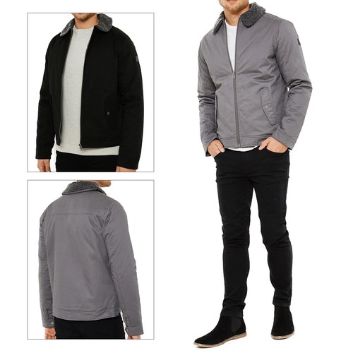 Threadbare Mens Sandpiper Designer Borg Lined Collar Zip Up Fashion Jacket