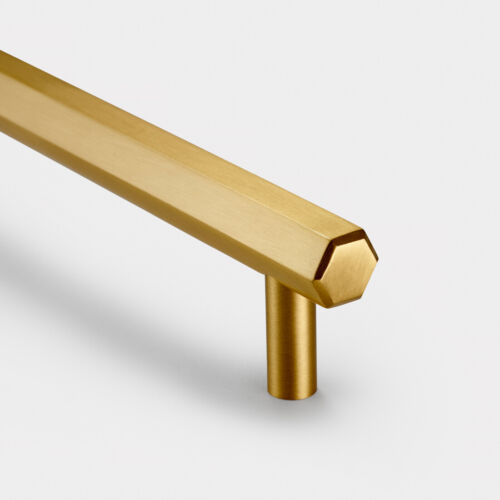 Modern Solid Brass Gold Hexagonal Door Bar Handles Pulls 128mm 228mm 318mm 388mm