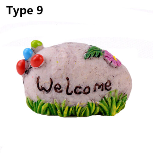 Welcome Stake Figurine Fairy Garden Simulation stone signpost Mini Road Sign