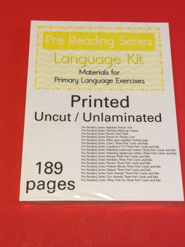 Pre Reading Series Montessori Materials- Language Kit PRINTED