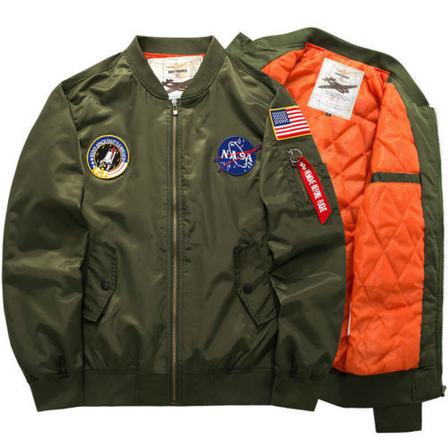 Men/'s Warm Winter US NASA MA1 Flight Bomber Coat Thick Jacket Baseball Outwear*6