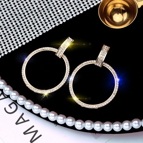 Simple Fashion Big Round Hoop Boucle D/'oreille Cercle Goutte Dangle Zircon Boucles d/'oreilles Bijoux