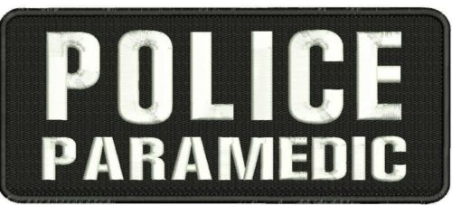 POLICE PARAMEDIC Embroidery Patches 4x10 hook white
