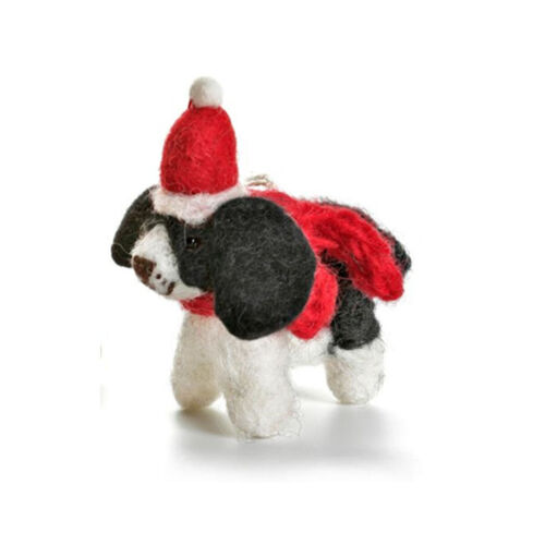 Amica Wool Felt Dog Gift Fair Trade Hand Made Hanging Christmas Tree Decoration