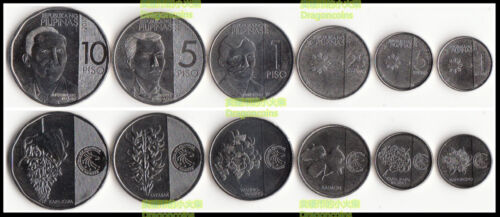 Philippines set 6 coins 1 5 25 sentimo 5 10 piso 2017-2018 New Generation UNC