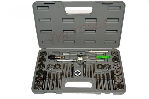 40 Pc Tap /& Die Set SAE Size T-Handle Wrench Extractors