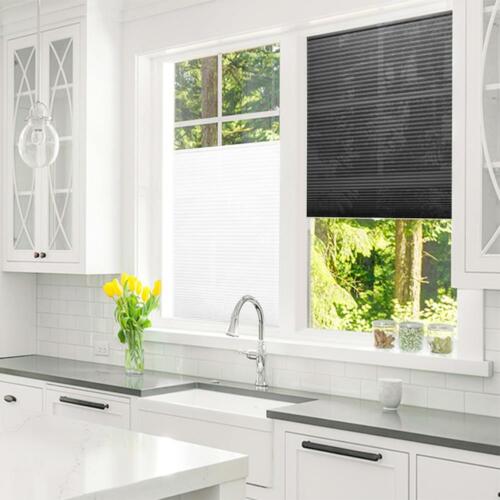 Self-Adhesive Pleated Blinds Half Blackout Bathroom  Home Curtains Windows Shade