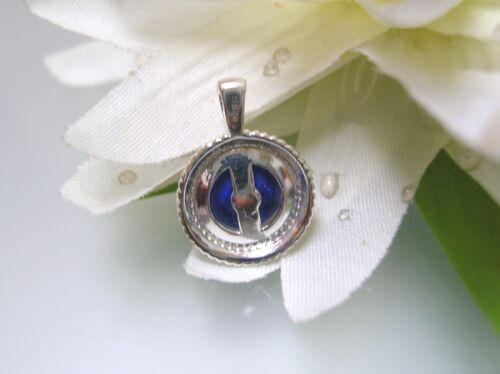 Vintage nature Lapis Rope Bezel sterling silver pendant w//o 925 silver chain