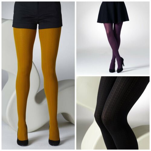 Cable Pattern Tights All Colours Funky Coloured Quality UK