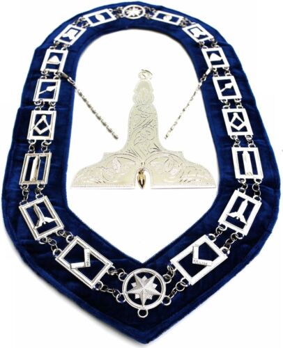 Masonic Regalia Master SILVER Collar BLUE Backing Senior Warden PACKAGE DEAL 
