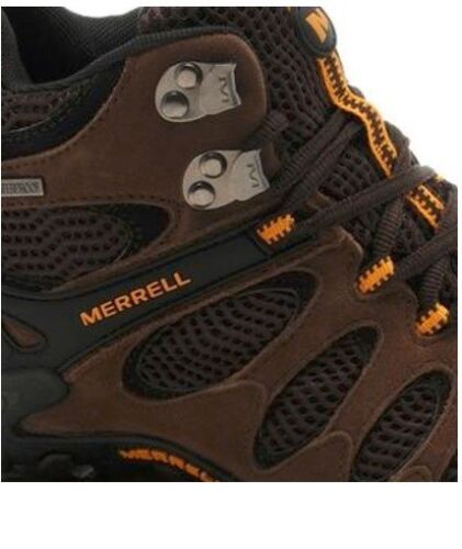 Merrell Vertis Vent Mid Waterproof Brown Stone Hiking Trails Boots RARE DS