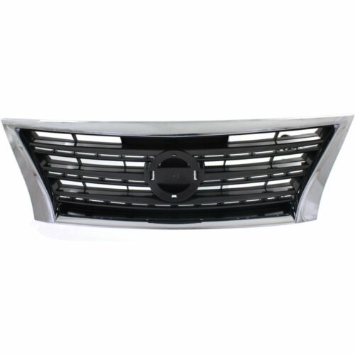 for 2013 2015 Nissan Sentra Front Grille Sport Type Dark Silver/Black W/ Chrome 