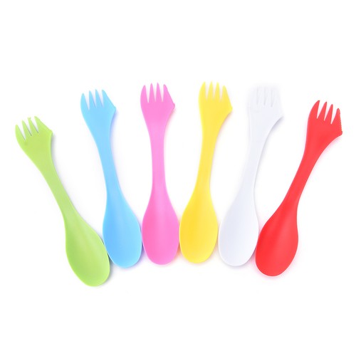 6X multifunción Camping Senderismo utensilios gadget de viaje cuchara tenedorSCS