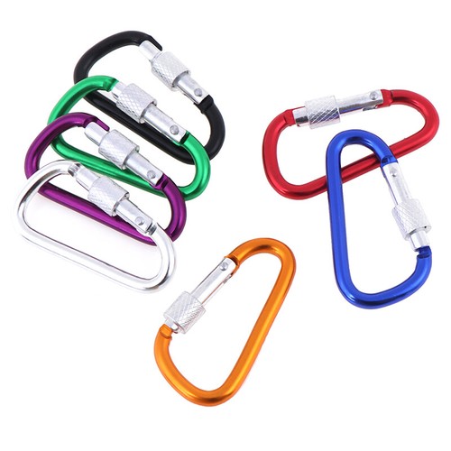 2pcs Random Aluminum Carabiner D-Ring Key Chain Clip Outdoor Hook Buckle MC TDUK