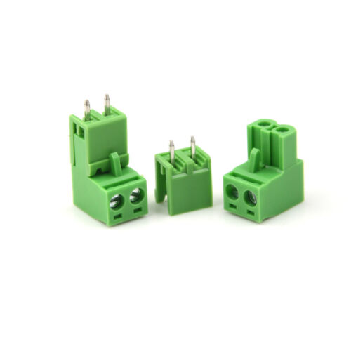 10pairs AC 300V 10A 5.08mm Pitch 2 Pin Screw Pluggable Terminal Block Green BYIJ 