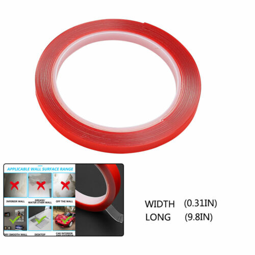 0.3" Wide Transparent double-sided Adhesive Tapes Glue For Household Wall Car 