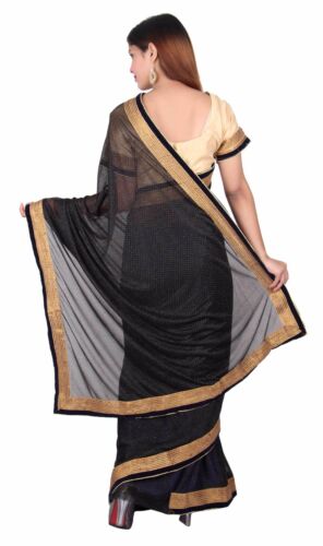 Indian Shimmer Saree prêts chemisier bollywood fête Sud-asiatique tenue 7271 
