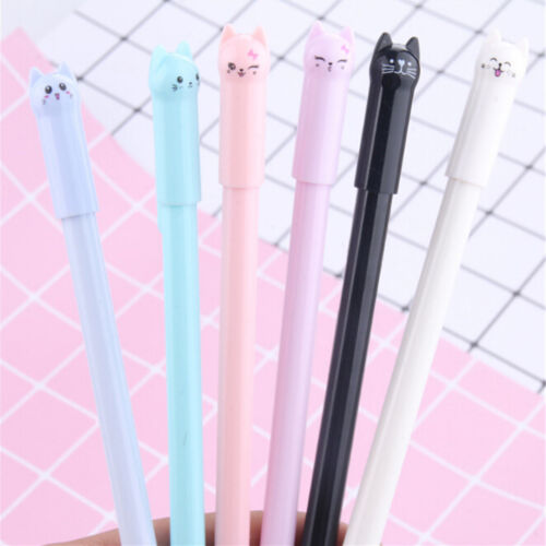 5Pcs Cute Cat Gel Pen Black Ink Pen Kawaii Stationery School Office.Sup S