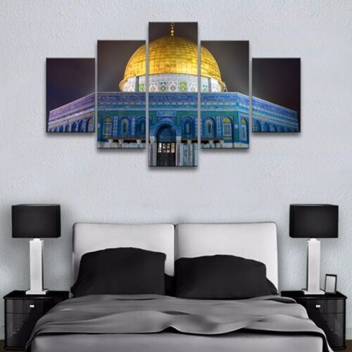 Islamic 5 Piece Canvas Wall Art Muslim Home Decor Allah Muhammad Quran Mecca