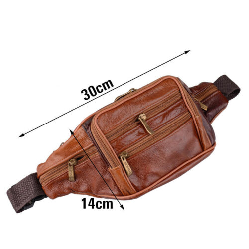 Women Men Fanny Pack Bag Leather Zipper Waist Belt Pouch Chest Bag Purse Pocket 