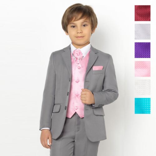 Boys Grey Suit Page Boy Suits Diamond Waistcoat Set Boys Prom Suits