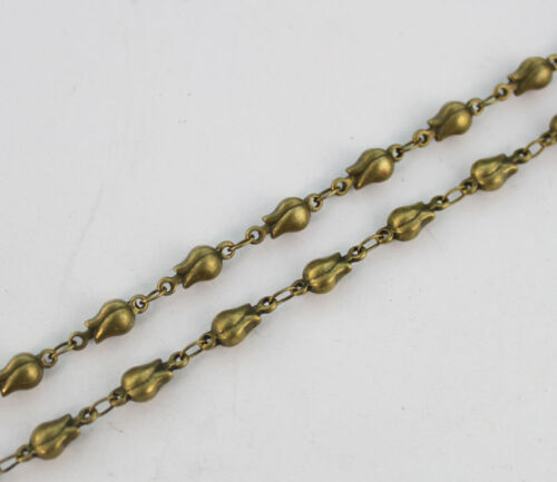 1 Meter of Antiqued bronze rose link handmade chain #22905