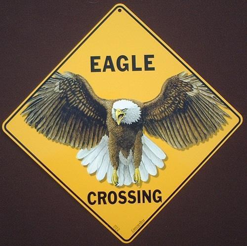 EAGLE CROSSING Sign 16 1/2 by 16 1/2 NEW decor wildlife birds  home signs eagles 
