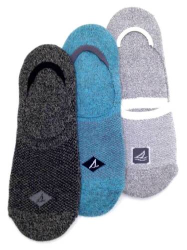 $40 Sperry Top-Sider Men'S 3 Pair Pack Gray Blue No-Show Liner Socks Shoe 6-12 
