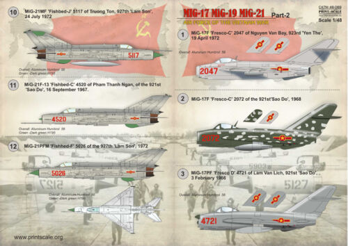 DECAL FOR MIG AIR FORCE OF THE VIETNAM WAR PART-2 1/48 PRINT SCALE 48-089 