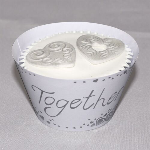 12 Mariage Cupcake wrappers-Together Forever Champagne Fête Fiançailles 
