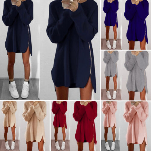 Oversized Women Long Sleeve Knit Cardigan Jumper Tops Loose Casual Sweater Dress