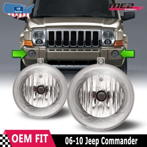 For Jeep Commander 06-10 Factory Bumper Replacement Fit Fog Lights Clear Lens 